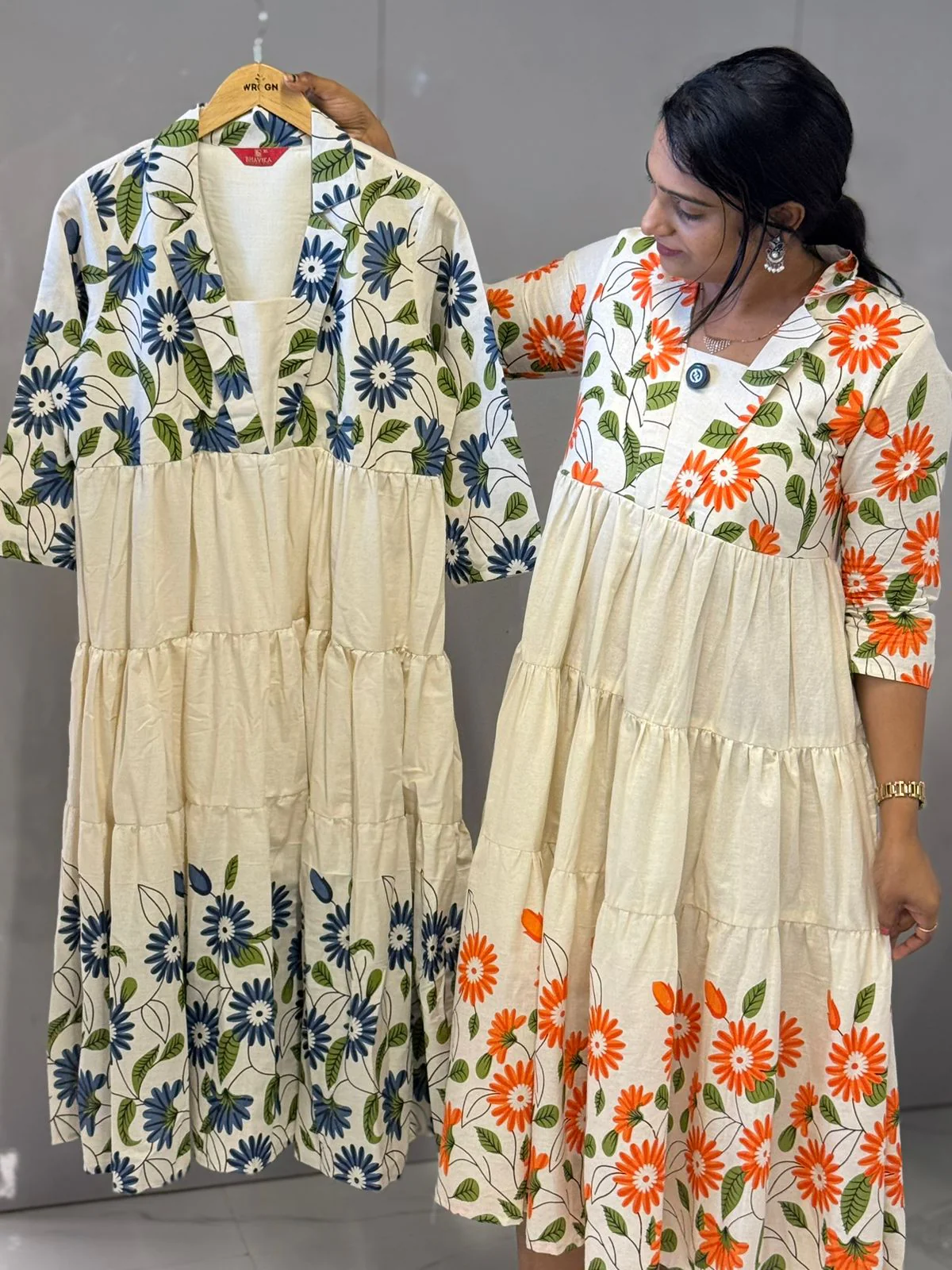Cream Cotton Frocks - Image 5