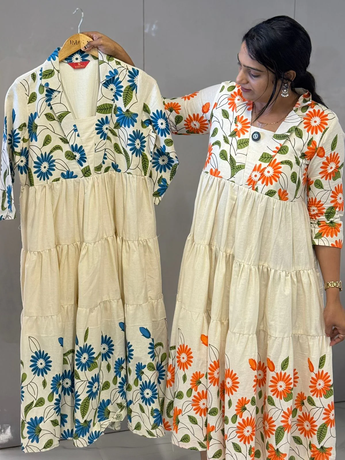 Cream Cotton Frocks - Image 6
